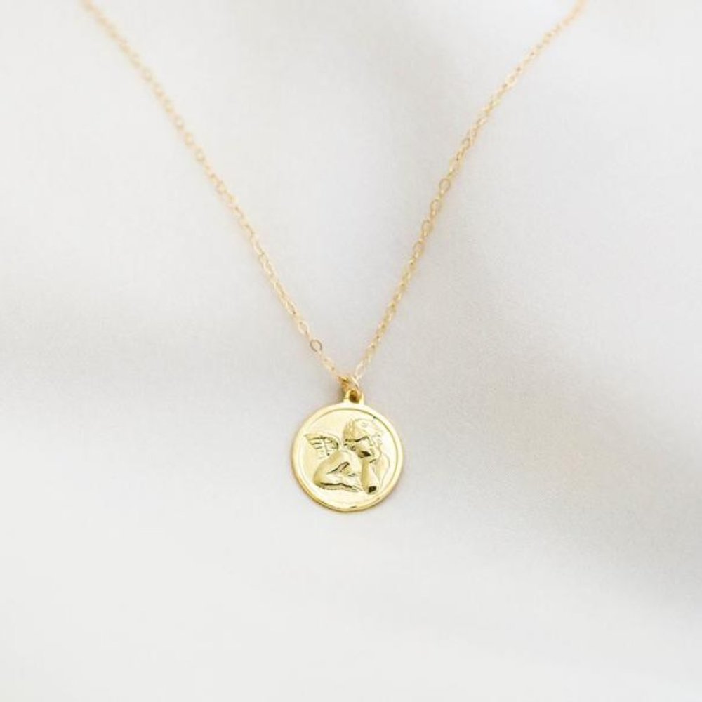 NEW! Angel Medallion Gold Necklace - Picture 2 of 2